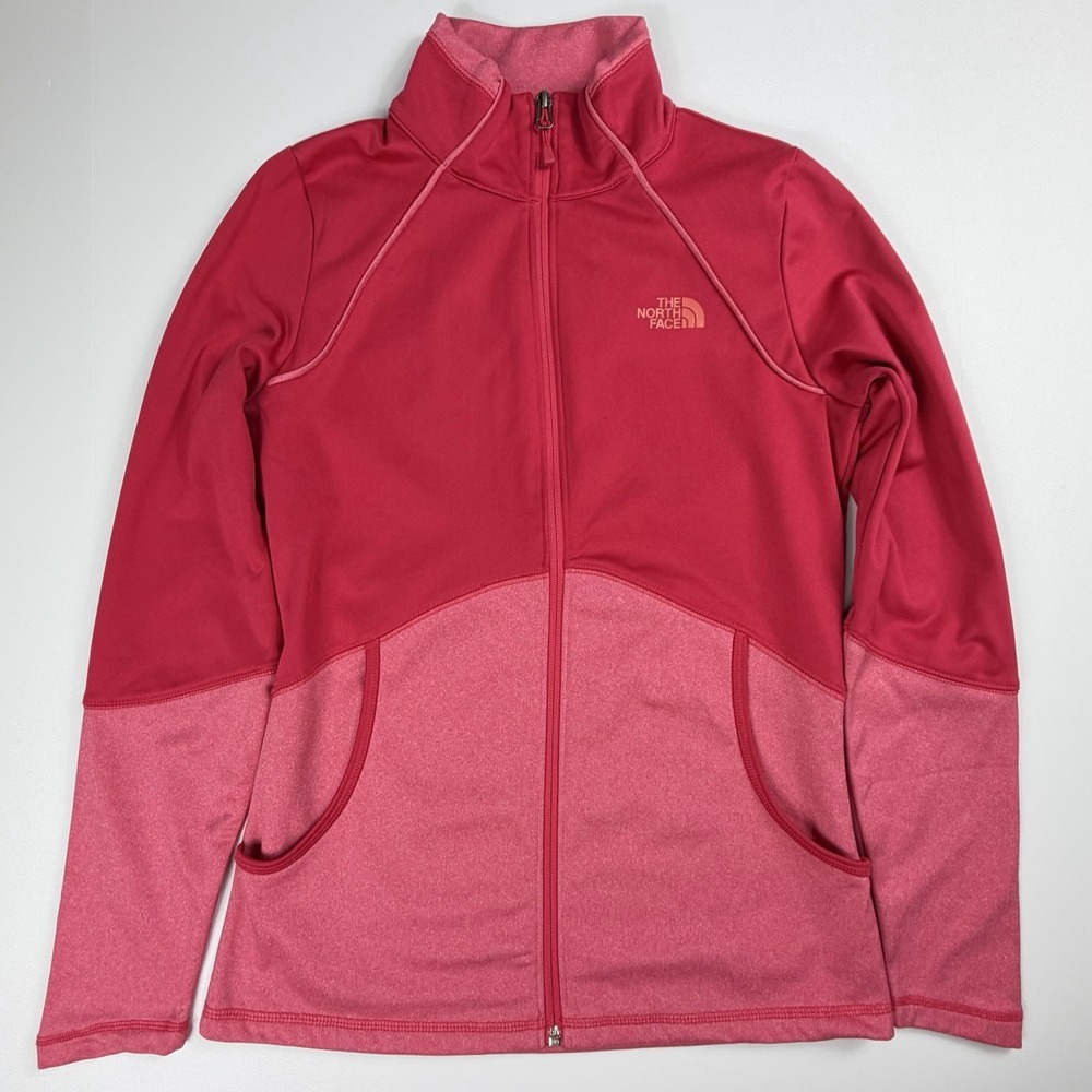 The North Face‎ Womens Pink Full Zip Fleece Jacket Mock Neck Two Tone Small S/P